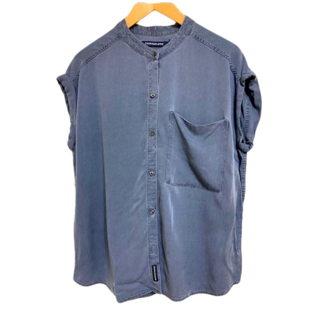 Calvin Klein Jeans Button Top Chambray Blue New